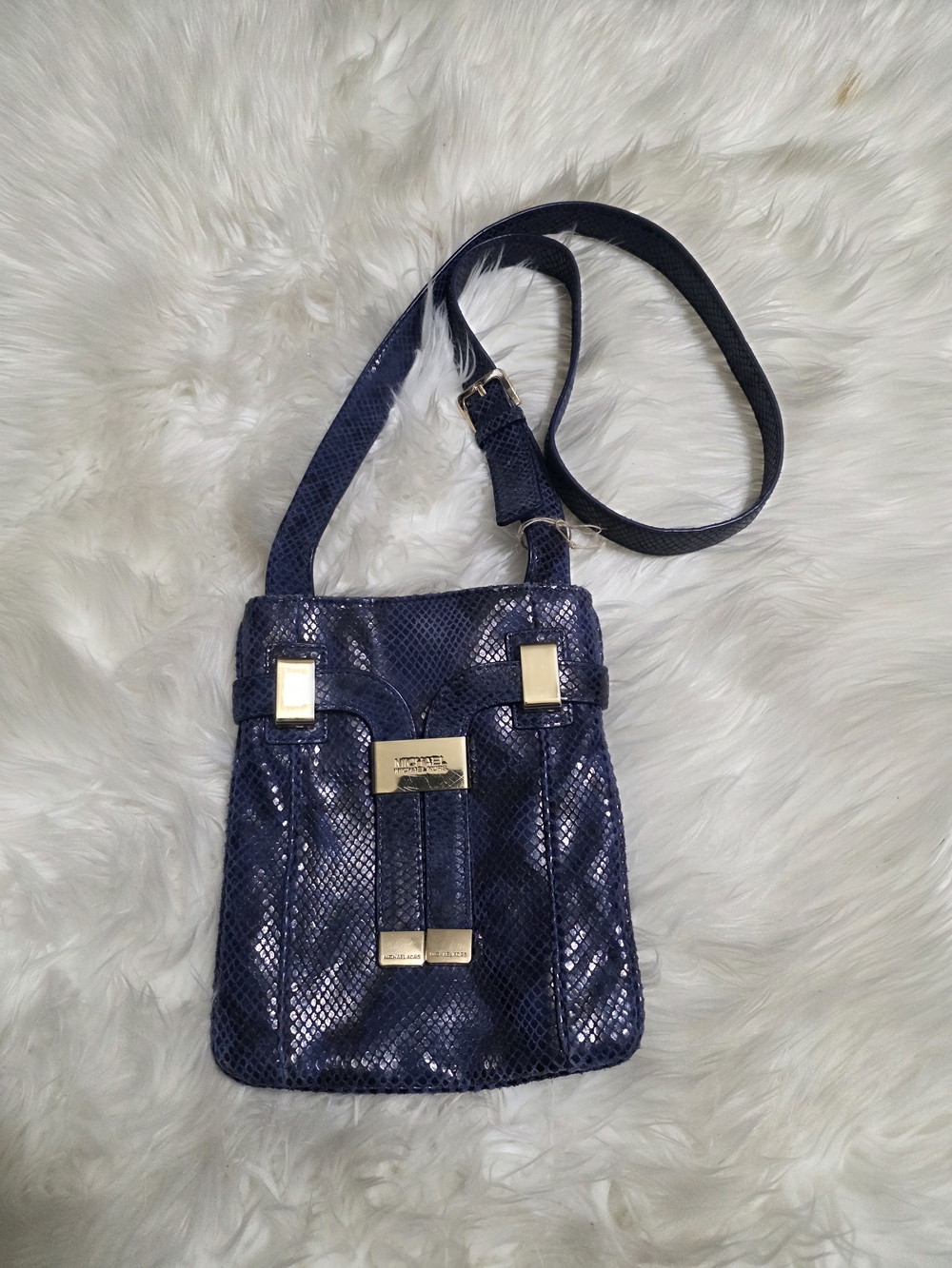 Michael Kors Navy Crossbody Bag with Gold Hardware